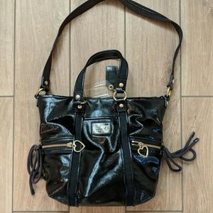 Black patent leather coach purse